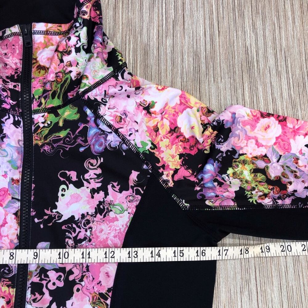 Cynthia Rowley Floral Black Zip Front Jacket Sporty Athletic Stylish - Picture 5 of 16